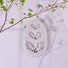 1pc Christmas Holly Leaf Silicone Mold For Craft Clay Decorating Christmas Christmas DecorChristmas Decorations Christmas Gifts - Grey - View 6