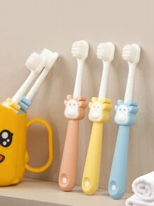Set de 2 cepillos de dientes en forma de león para niños, cerdas suaves para uso en el hogar