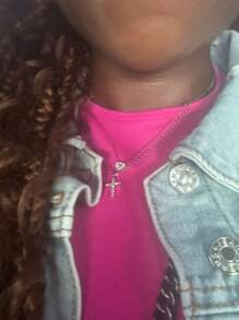 Collar de cadena de acero inoxidable con cruz de rhinestone en estilo gótico vintage - Plateado - Ver 3