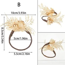 1pc Christmas Napkin Ring, Faux Pine Needle Napkin Holder, Wooden Napkin Rings, Home Decor Napkin Rings - Multicolor - View 11