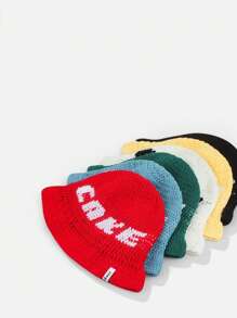 1pc  Street Hip-Hop Red Fisherman Beanie Knit Hat With CAKE Letter, Female Warm Headband Hat Handmade Crochet Wave Edge Ruffle Hat,Autumn/Winter Cute,Men's Vintage Street Style Knitted Hat Fashion Cool Bucket Hat Autumn And Winter Fashion Hat