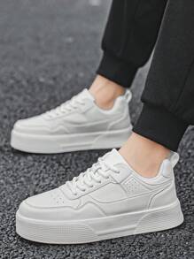 Herren minimalistische einfarbige Plattform Schnür-Freizeitschuhe, modisch vielseitig für College-Studenten, Pendeln, Outdoor-Sport, Unisex