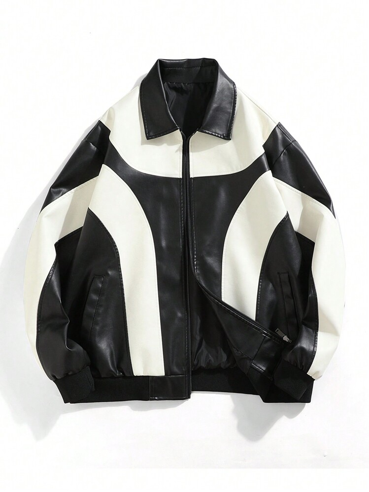 コントラストカラー パッチワーク スポーツフェイクレザー