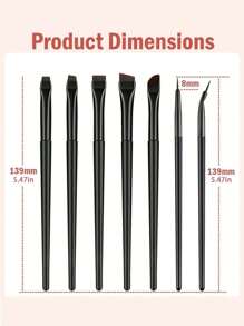 7pcs Eye Makeup Brush Set With Eyebrow Brush, Eyeliner Brush, Flat Definer Brush For Makeup Artist