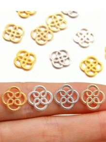 60pcs/Pack 4 Colors 12*12mm DIY Hollow Floral Connector Charms For Bracelet Necklace Jewelry Accessories, Fashion Gift - Mixed Style - View 3