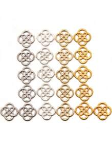 60pcs/Pack 4 Colors 12*12mm DIY Hollow Floral Connector Charms For Bracelet Necklace Jewelry Accessories, Fashion Gift - Mixed Style - View 2