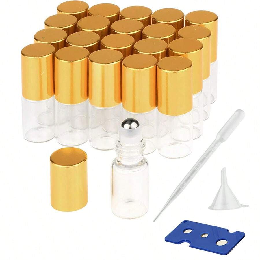 3ml Roller Bottle 15pcs/50 Pcs Clear Glass Roll On Bottles Refillable Essential Oil Perfume Rollerball Bottles Container