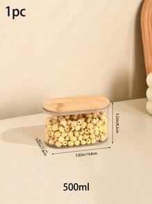 1 个竹盖密封储物容器，容量 460ml/500ml/950ml/1000ml/1300ml/1500ml/2000ml 透明塑料罐，用于谷物、糖果和零食的食品储存罐，适用于冰箱，可用于圣诞节糖果储存 - 彩色 - 查看 16
