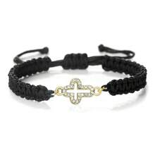 1pc New Fashion Crystal Cross Pendant Bracelet Women Men Handmade Adjustable Charm Braided Bracelets For Friend Jewelry Gift