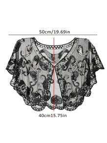 D EXCEED 1PC 女式盖茨比 1920 年代披肩亮片晚礼服披肩新娘披肩披肩短上衣派对婚礼万圣节角色扮演舞会
