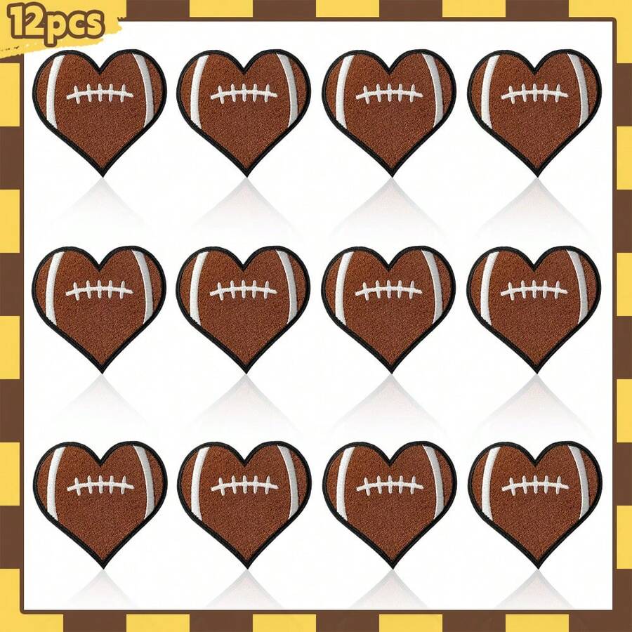 12pcs/Set Sports Lover Love Football Cute Embroidered Patch Funny Ironed-On Embroidered Applique DIY Accessory For Clothes Backpack Shoes Ironing Repair Patch - Multicolor - View 1