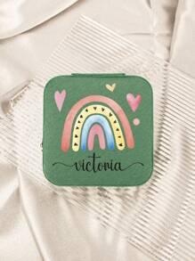 1PC Custom Print: Personalized Name Square Storage Box - Portable PU Jewelry Organizer For Necklaces, Earrings, Rings - Multi-Compartment Travel Storage Case - Ideal Gift For Mother, Aunt, Grandmother, Daughter, Niece, Sister, Friend, Girlfriend, Wife, Bride, Bridesmaid, Godmother, Mom, Mother-In-Law, Colleague On Holidays, Birthdays, Weddings, Mother's Day, Valentine's Day, Christmas, New Year, Teacher's Day, Anniversaries, Graduation, Baby Showers