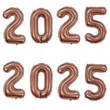Metallized Balloon Number 2025 Rose Gold Silver 40cm - Màu hồng gỉ - Xem 1