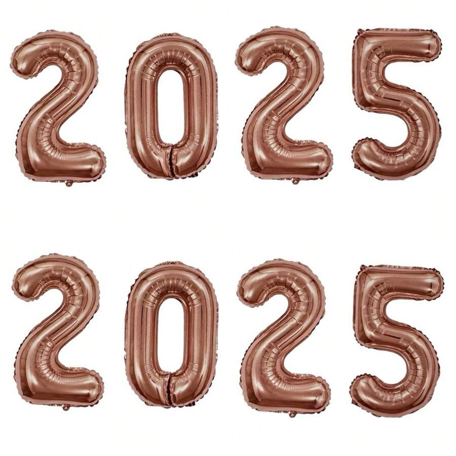Metallized Balloon Number 2025 Rose Gold Silver 40cm - Màu hồng gỉ - Xem 1