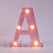1pc Shiny Pink LED Letter Light, English Alphabet & Number Night Light, Battery Powered, Warm Glow, For Home Decor, Wall Decor, Kitchen Decor, Game Room Decor, Party Decor, Birthday Party, Outdoor Decor, Wedding Decor, Bedroom, Study, Graduation Party, Camping Decor