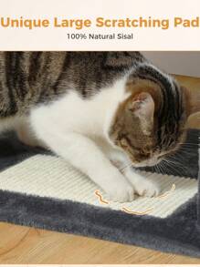 PAWZ Road Large Scratching Post, 184 Cm Tall Cat Tower For Large Cats, Cat House With Sisal-Wrapped Scratching Posts And Padding, 2 Padded Lying Areas, Double House And Basket For House Cats - Dark Grey - View 5