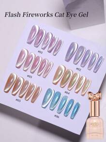 annies 10ml 1pc/6pcs Reflective Cat Eye Gel Nail Polish, Magnetic UV LED Removable Gel Nail Polish, 6 Colors Semi-Permanent Crystal Cat Eye Gel Nail Polish Set