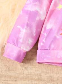 2pcs/Set Young Girls Tie-Dye Unicorn Print Long Sleeve Sweatshirt And Tie-Dye Unicorn Print Pants, Autumn/Winter