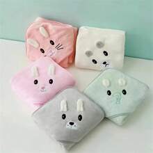 2pcs Baby Bath Towel Set, Unisex Animal Face Hooded Baby Cape, Soft Coral Fleece Cartoon Bathing Accessory For Infants, All Seasons Usage
