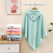 2pcs Baby Bath Towel Set, Unisex Animal Face Hooded Baby Cape, Soft Coral Fleece Cartoon Bathing Accessory For Infants, All Seasons Usage