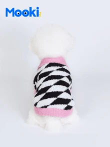 Mookipet 博美犬衣服，厚针织毛衣，适合泰迪、雪纳瑞和小型犬，温暖冬季服装 - 黑與白 - 查看 3