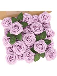 10/25 peças Flores artificiais multicoloridas, espuma de marfim de cor verdadeira, rosas falsas com hastes, buquê de casamento faça você mesmo, arranjo central de chá de panela multicolorido, decoração de mesa de festa, embalagem de saco OPP (excluindo caixa), dia dos namorados, presente - Multicolorido - Ver 30