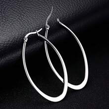 Oval Hoop Earrings Black Gold Twisted Surgical Titanium Stainless Steel Hypoallergenic Flat Hoop Earrings For Women - Multicolor - View 3