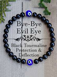 Evil Eye Black Beryl Empathy Protection Aura Shield Negative Energy Absorbing Crystal Healing Stress Relief Bracelet - Devil's Eye - View 1
