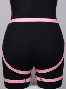 Dây nịt trói buộc gợi cảm cho phụ nữ Dây nịt garter Belt Da Pu Dây đeo chân Dây đai treo chân Dây nịt lồng Garter chặt chẽ - Hồng - Xem 7
