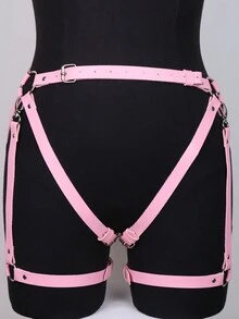 Dây nịt trói buộc gợi cảm cho phụ nữ Dây nịt garter Belt Da Pu Dây đeo chân Dây đai treo chân Dây nịt lồng Garter chặt chẽ - Hồng - Xem 5
