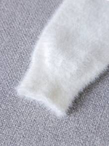 Tween Girls Elegant Solid Color Cropped Cardigan Sweater, Suitable For Casual, Vacation, Spring, Autumn, Winter - White - View 7