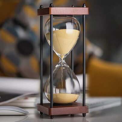 Large Hourglass Timer 60 Minute, Decorative Wooden Sandglass