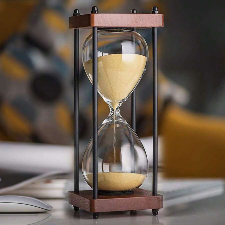 Large Hourglass Timer 60 Minute, Decorative Wooden Sandglass - Yellow Sand - View 1