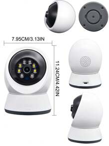 Teruhal 1 Camera an ninh trong nhà WiFi không dây 1080P HD, Âm thanh hai chiều 355°, Phát hiện chuyển động AI, Đẩy báo động 2.4G, Giám sát video, Điều khiển từ xa, Camera vòm toàn cảnh, Tương thích với thẻ SD/TF 128G, Lưu trữ đám mây, ỨNG DỤNG di động, USB Camera Mạng 5V, Quà Tặng Điện Tử - trắng - Xem 2