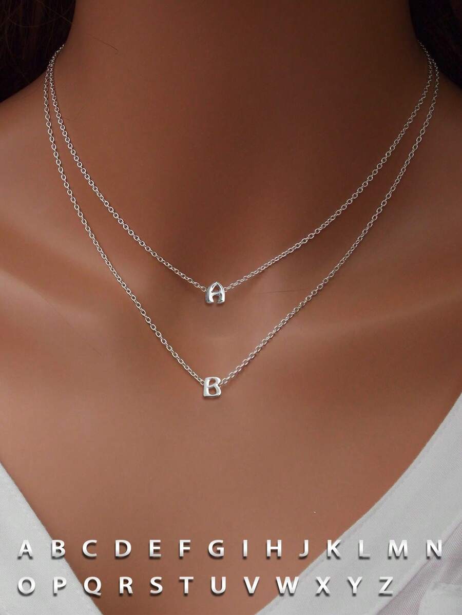 S925 Sterling Silver 26 Chữ Cái Tiếng Anh Vòng Cổ Nữ Xương Đòn Dây Chuyền Vòng Cổ Mặt Dây Chuyền - Bạc - Xem 1