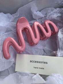 2 件轻质塑料波浪发夹，粉色/白色，时尚优雅，适合日常户外活动、发型、洗脸、化妆和服装配饰 - 彩色 - 查看 3