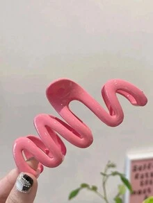 2 件轻质塑料波浪发夹，粉色/白色，时尚优雅，适合日常户外活动、发型、洗脸、化妆和服装配饰 - 彩色 - 查看 6