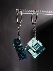 1pc Creative Acrylic Double-Sided Printed GPU Mainboard Keychain, Backpack/Handbag Decor, Gift - Multicolor - View 5