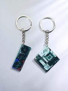 1pc Creative Acrylic Double-Sided Printed GPU Mainboard Keychain, Backpack/Handbag Decor, Gift - Multicolor - View 6