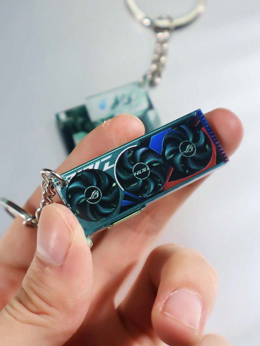 1pc Creative Acrylic Double-Sided Printed GPU Mainboard Keychain, Backpack/Handbag Decor, Gift - Multicolor - View 1