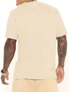 Men's T-Shirt Cotton Mesh Jocker Shirt Blouse Launch - Màu be - Xem 2