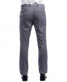 Mens Skinny Fit Solid Open Bottom Dress Pants - 中灰色 - 查看 4