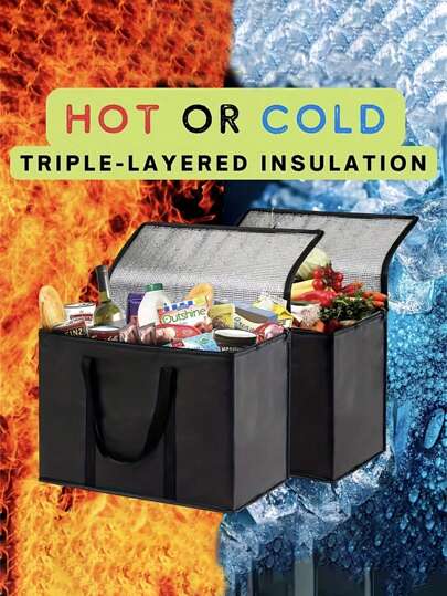 XL/Large Insulated Bag: Keep Food Hot & Cold For Hours - Reusable Grocery Tote, Soft Cooler Bag, Lightweight & Sturdy Zipper, Summer Outdoor Bags For Food, Picnic Camping Bags,Back To School