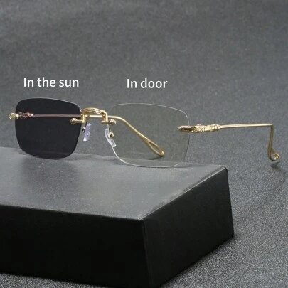 1pc Light-Sensitive Computer Glasses, Fashion Optical Glasses For Indoor & Outdoor Use For Summer Beach Vacation, Outdoor, Travel