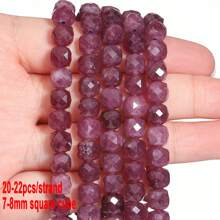 20-22pcs/Pack 7-8mm Faceted Cube Shape Beads Purple Color Loose Beads For Jewelry Making Diy Accessories Slight Color Difference - Faceted 7-8mm Purple Stone - View 18