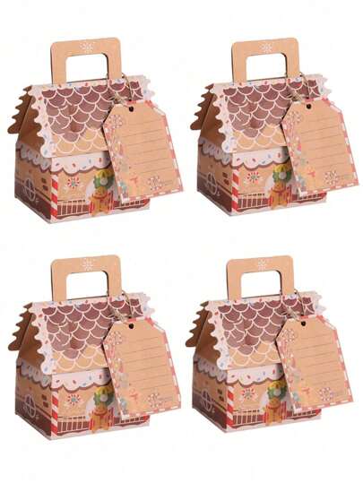 10 Stück/Packung Geschenkboxen für Weihnachtsparty-Süßigkeiten, tragbare Papierschenkboxen, Weihnachten