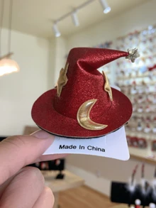 1 pieza Broche de pelo con sombrero de bruja de mini estrella brillante y luna, accesorio de pelo lindo para fiesta de Halloween, regalo de broche de sombrero de mago para accesorios de mujeres y niñas - Multicolor - Ver 12