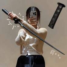 1 Piece Retractable Katana, 3d Printed Gravity Throwing Sword, Plastic Decompression Katana - Black - View 1