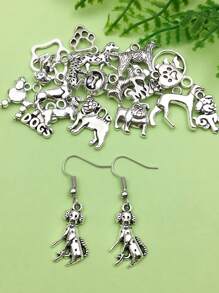 20 pièces Lot mélangé de charmes de patte d'animal de compagnie avec empreinte de pied, pendentif animal, ton argent antique, fournitures pour fabrication de bijoux, bracelet, collier, porte-clés, accessoires et fournitures artisanales