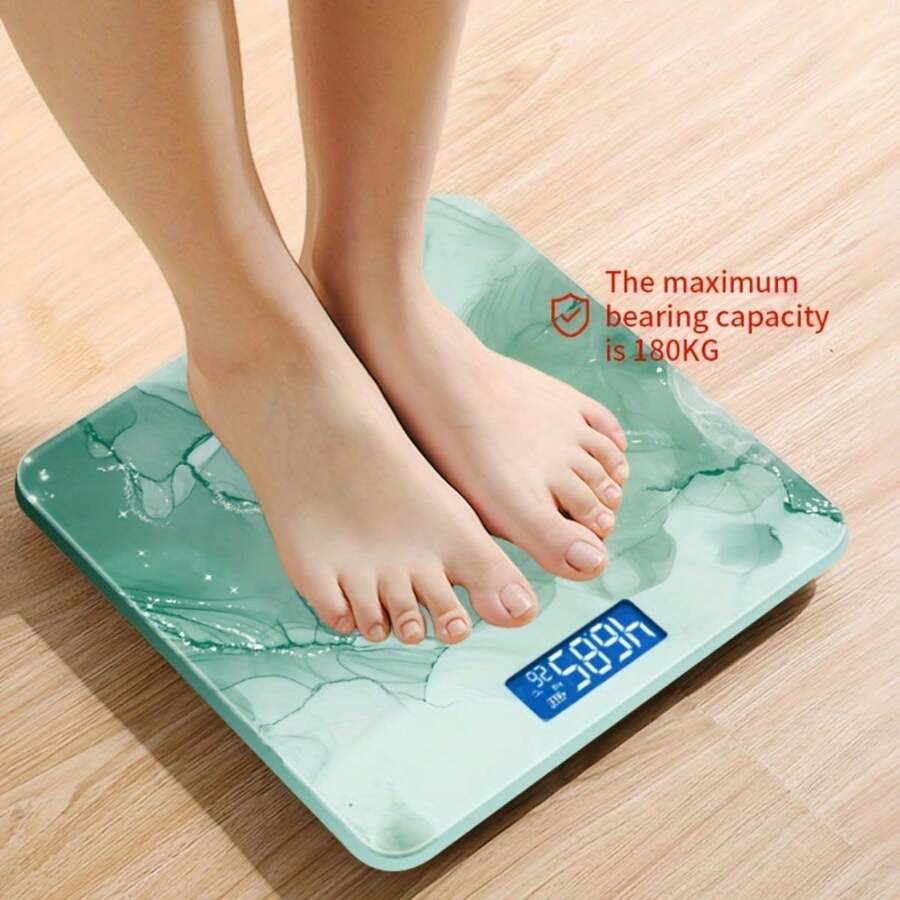 1 Peça Balança Doméstica Inteligente, Balança Digital Humana para Banheiro, Peso Máximo de 180 kg, Design Inspirado na Pintura de Tinta em Superfície Natural (Exceto Bateria) - Correspondência de cores aleatórias em várias cores - Visão 1